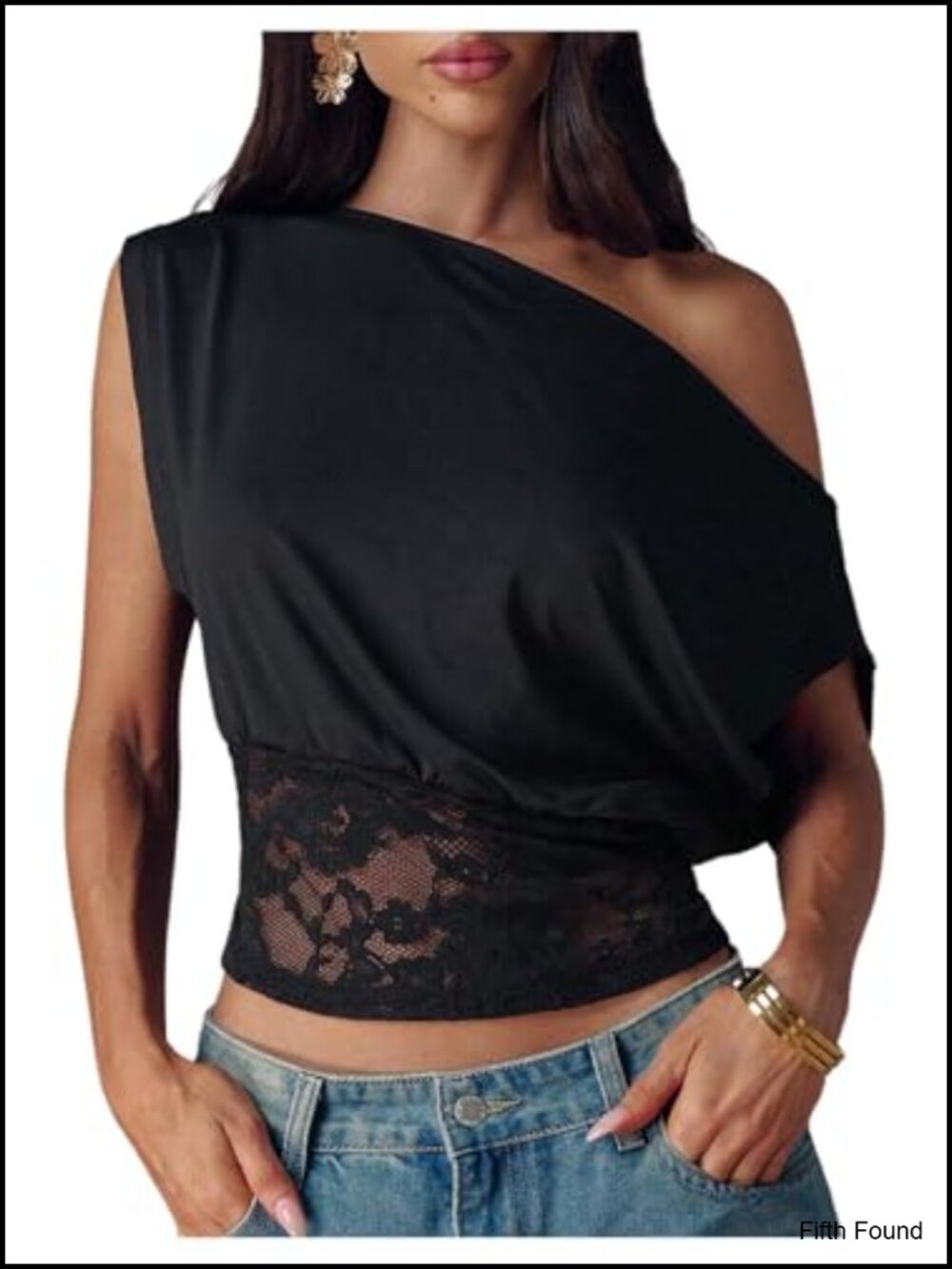 Lace Off Shoulder Asymmetrical Crop Top Going Out Summer Shirt